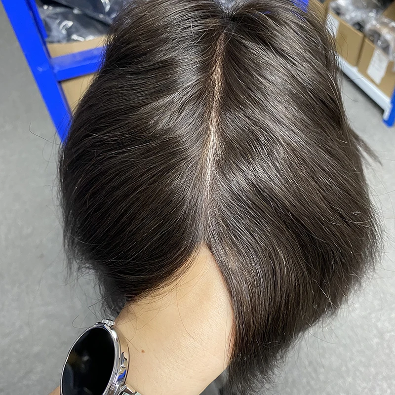 8inch Male Hair Prosthesis 0.08MM thickness Capillary Injection Skin Men's capillary prothesis 100% Human Hair Men's Wigs Men's