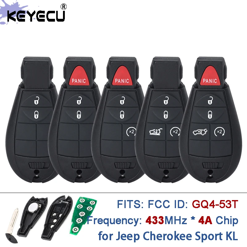 

KEYECU 433 МГц 4A/PCF7961M чип GQ4-53T Fobik удаленный ключ от автомобиля для Jeep Cherokee Sport KL 2014 2015 2016 2017 2018 2019
