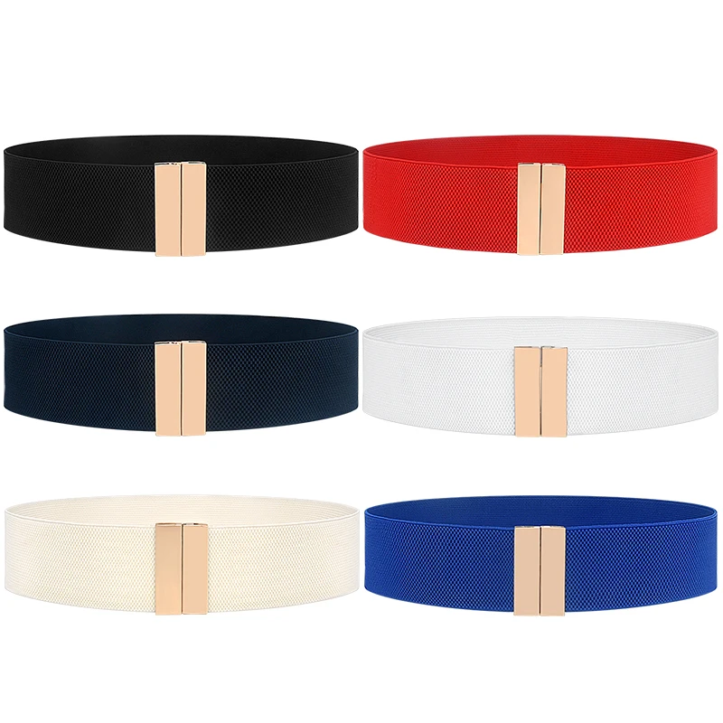 ยางยืดและเรียบง่ายของผู้หญิงเอวกว้างเวอร์ชั่นเกาหลีพร้อมกระโปรงเอวปกชุดอเนกประสงค์เข็มขัดตกแต่งยืดหยุ่น