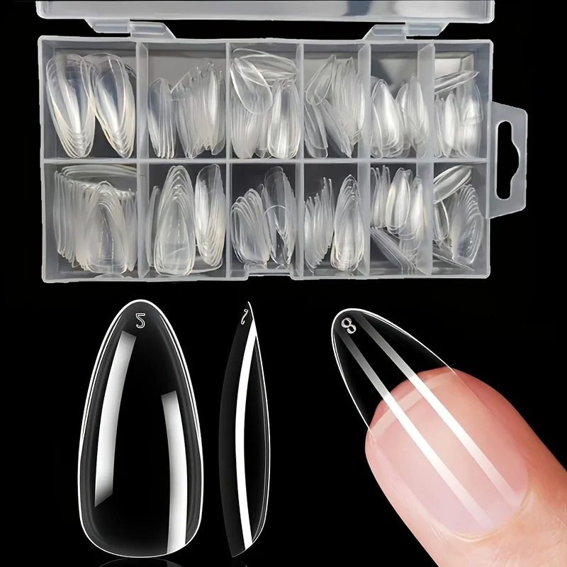 120/240 Stück lange, weiche Gel-Nagelaufkleber, transparent, vollständige Abdeckung, Mandelpresse auf die Nägel, Acryl-Mandel-Nagelspitzen für Nagelstudio-Verlängerung