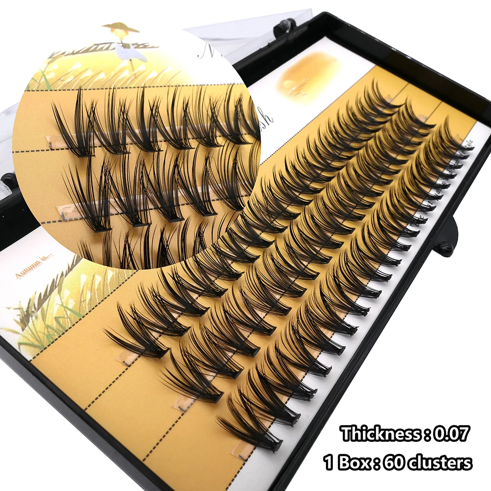 20D/30D Mink Grafting Lashes 1 box 60 Bundles Eyelash Extensions eyelashes Cluster Lashes Natural C Curl False Bundles Eyelash