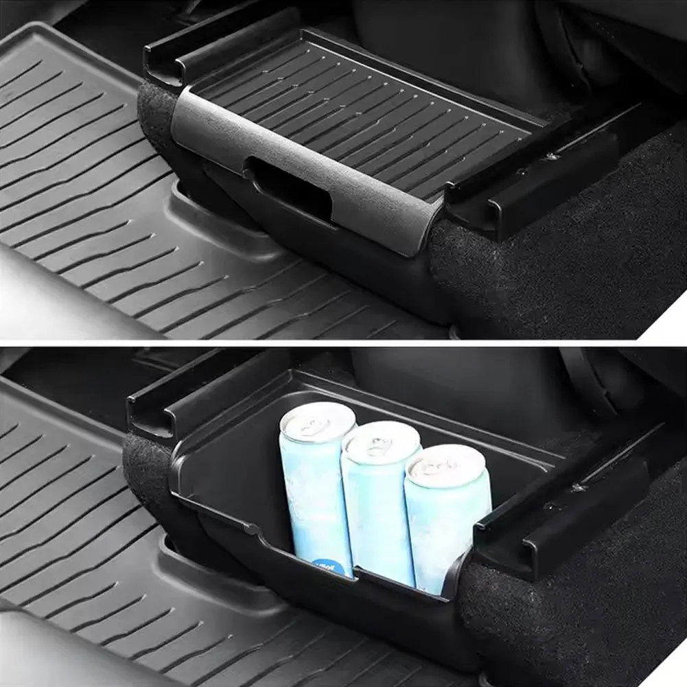 Rear Seat Storage Box For Model Y Juniper 2025+ Organizer Center Console Bins Backseat Trash Can Garbage Bag Under Seat Trash