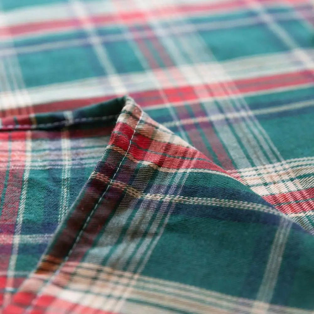 Pastoral Plaid Tablecloth Cotton Linen Textile Aesthetic Home Decor Dining Table Cover Washable Dustproof Desk Mat