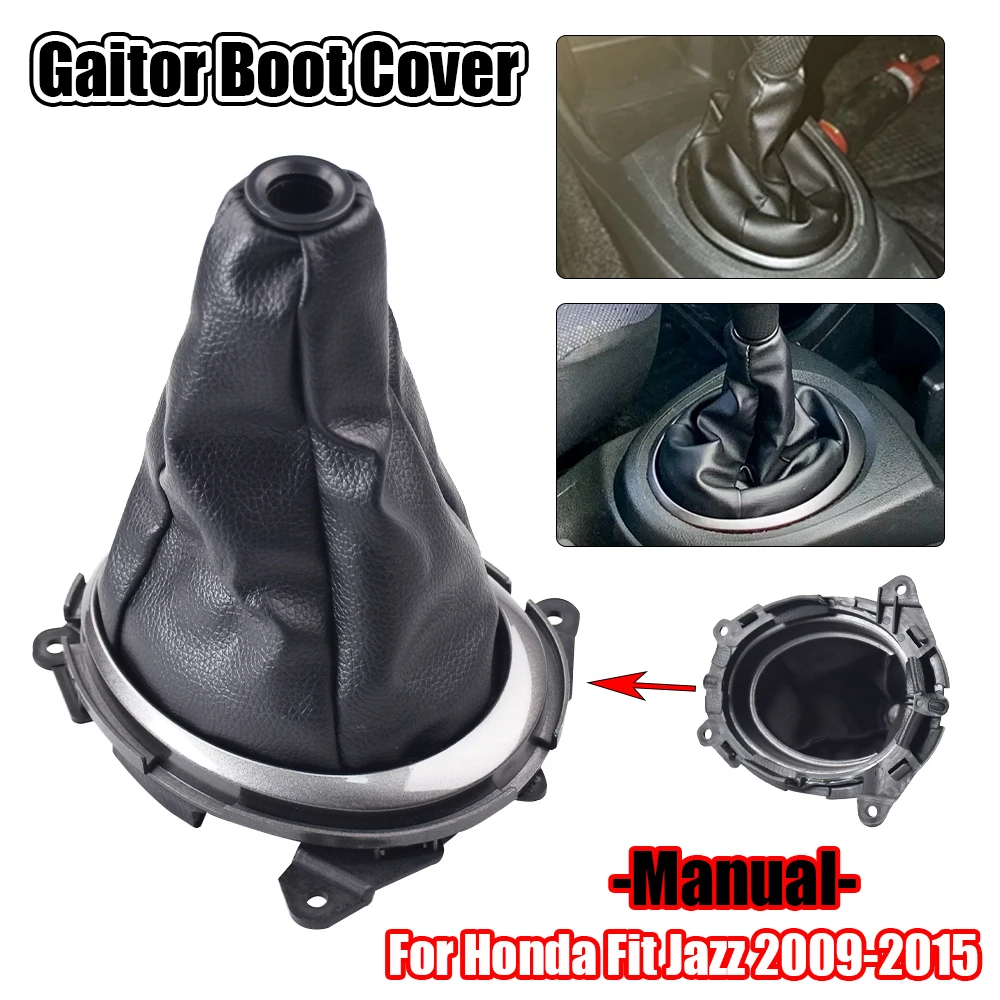 For Honda Fit Jazz 2009 2010 2012 2013 2014 2015 Car Styling Shift Gear Stick Manual Shift Boot Black Leather Boot With Frame