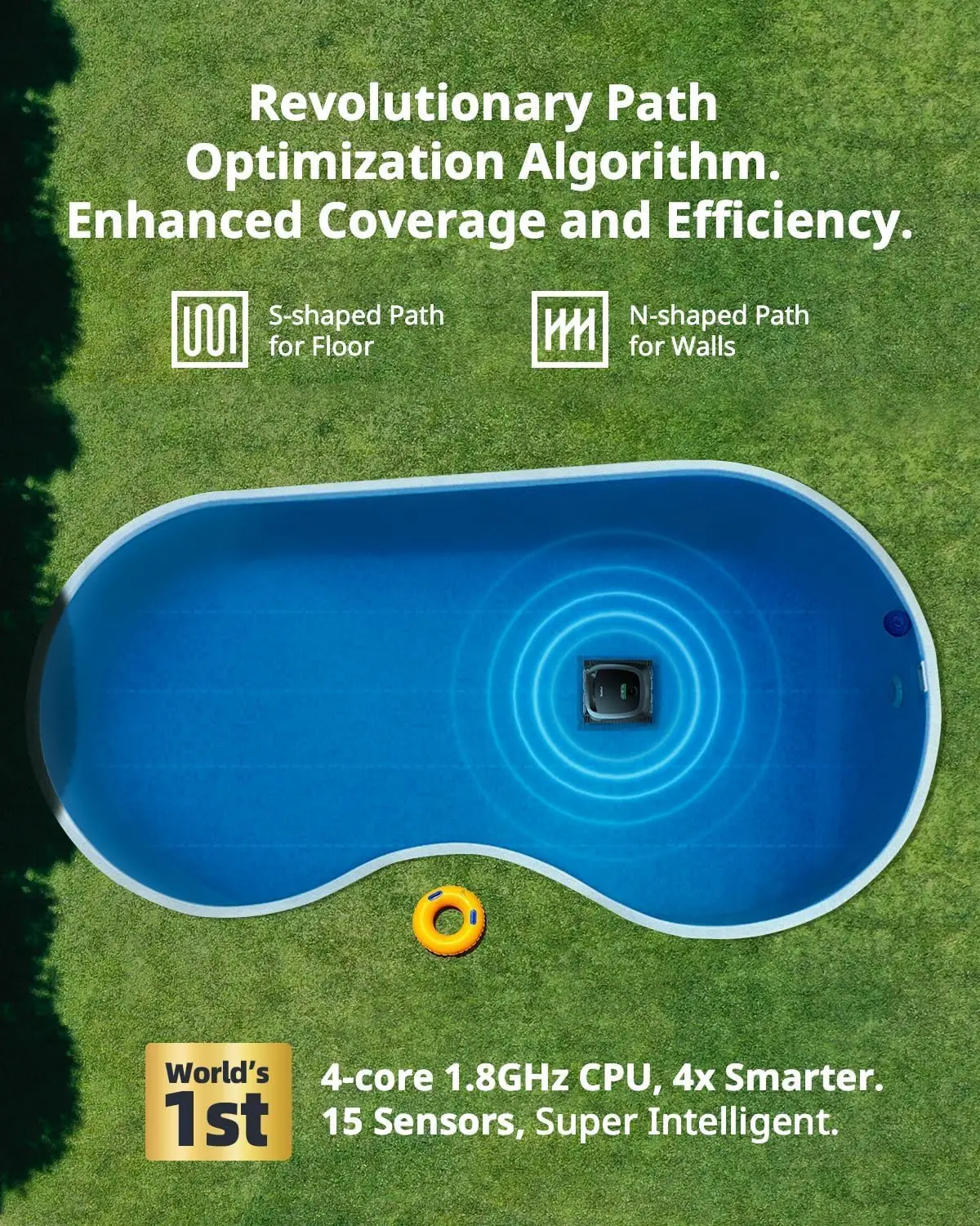 مكنسة حمام السباحة الآلية اللاسلكية من Beatbot AquaSense، تحسين المسار الذكي ينظف جدران الأرضية والخط المائي