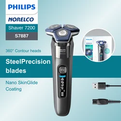 Philips Norelco Razor Shaver  7000 series S7887, nano SkinGlide coating, steel precision blades, motion control sensor, 360° con