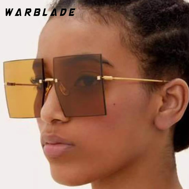 

Retro Oversized Rimless Square Metal Frame Women's Sunglasses Luxury Brand Design Men Sunglass Drive Travel Female Eyewear UV400