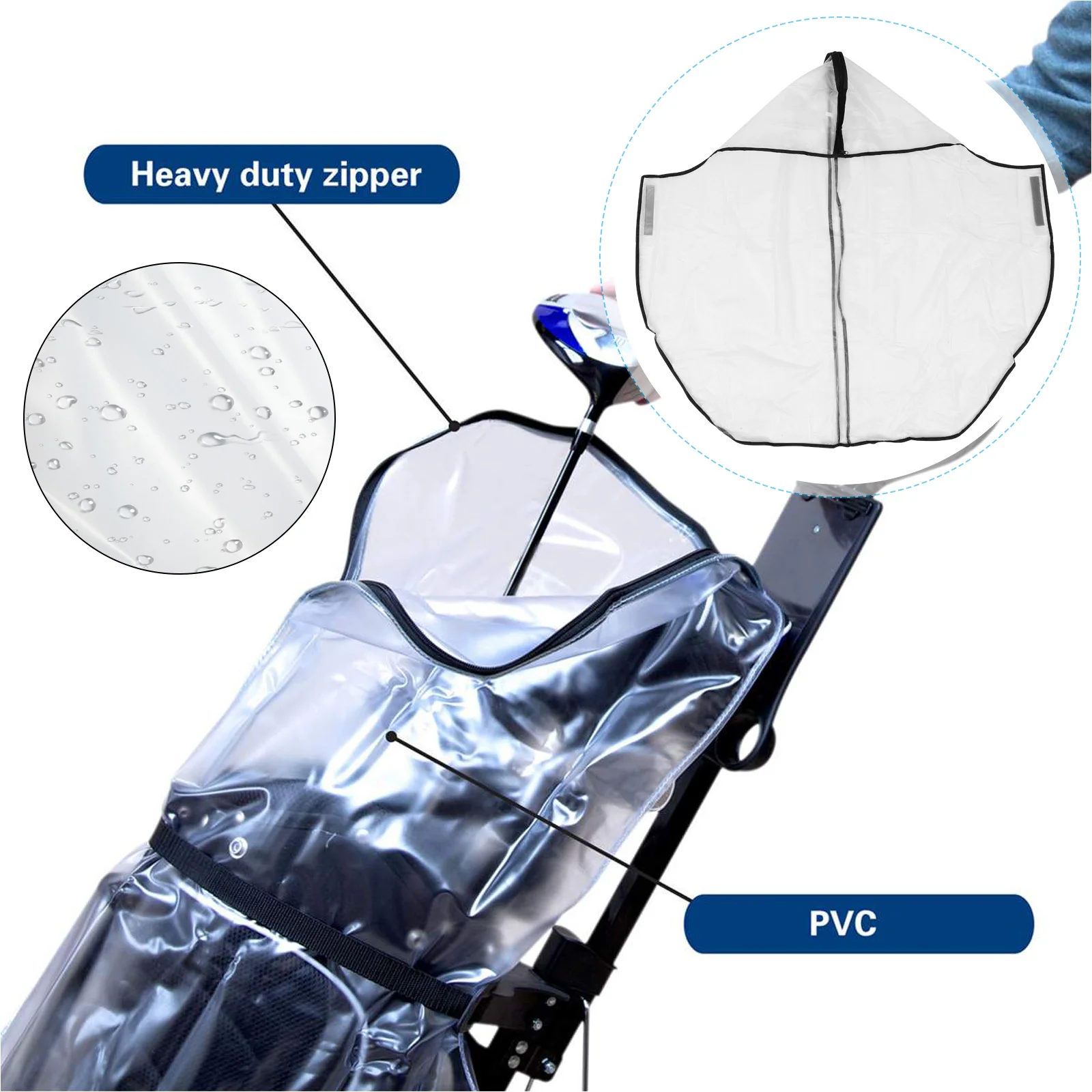 

Waterproof Transparent Bag Rain Cover Plastic Dust Cover Zipper Sticky Strap Design Lightweight Portable Carry Luggage