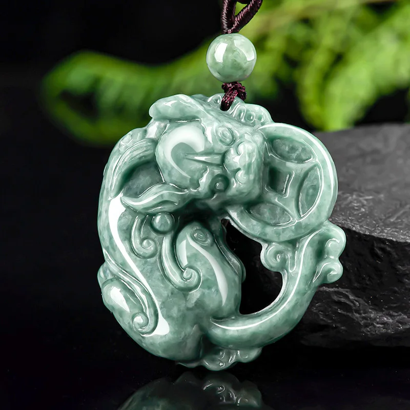 Fashion Natural Jade Green Hollow Pendant Men And Women Hand-carved Necklace Fashion Accessories Holiday Gifts