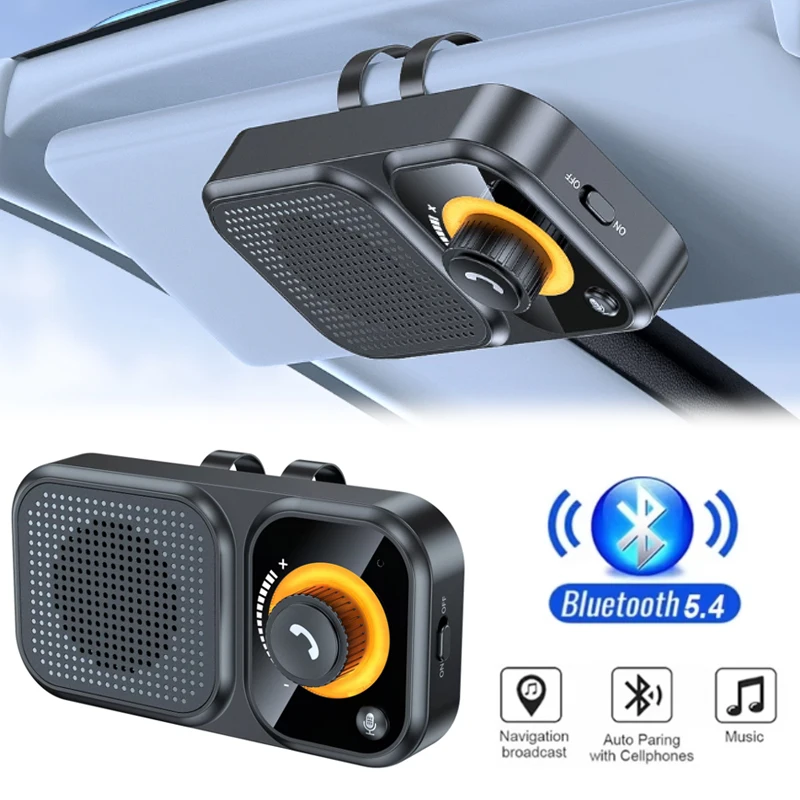 

Bluetooth 5.4 Sun Visor Clip Car Speaker Wireless Handsfree Car Kit Wireless Audio Receiver MP3 Music Player Support Siri