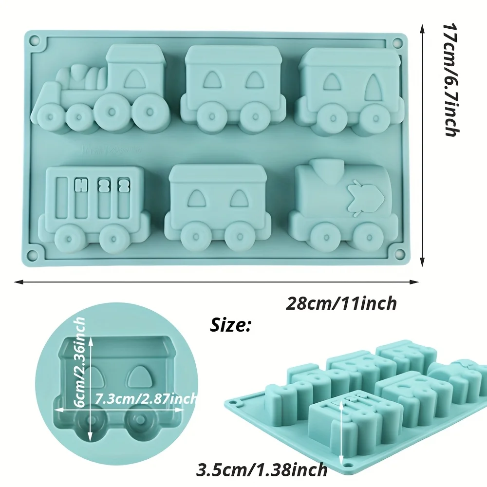1 Cartoon Train Silicone Mold, Muffin Mold, Cupcake Baking Tray/Cake Mold for Birthday Theme Parties, Muffin Cups, Ice Cubes, Soap, Wafers, Cakes, Tarts, Pies, Dough, Donuts, Etc
