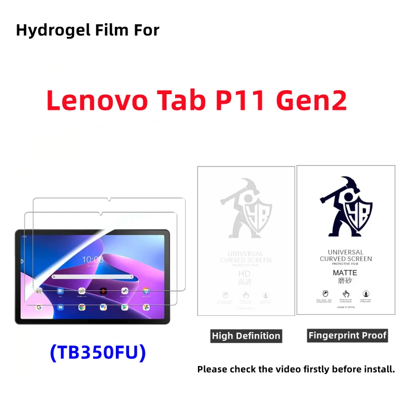 2pcs HD Tablet Screen Protector For Lenovo Tab P11 Gen2 Matte Hydrogel Film For Lenovo Tab P11 (2nd Gen) TB350FU Clear Protect