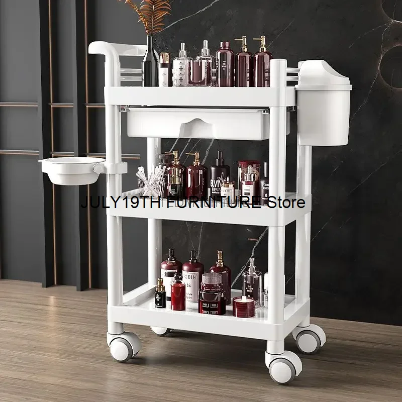 Chariot de beauté spécial pour salon de beauté, poulie mobile, outil de spa de beauté, étagère de rangement de voiture, poubelle, équipement de tatouage