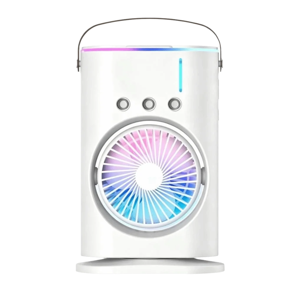 USB-Aufladbarer Luftkühler mit Farbigen Lichtern, Tragbarer Zirkulationsventilator, Wassersprüh-Befeuchtungs-Luftkühler, Ventilator für Büro – Detail 3