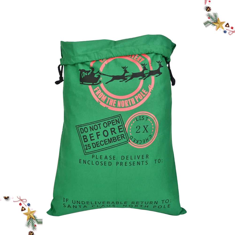 

Christmas Candy Gift Bag Bundle Pockets Oversized Canvas Drawstring Present Bags