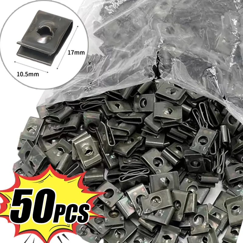 

Car Metal Screw Fastener Clips U-Type Clip Anti-rust Iron Sheet Car Motorcycles Screw Buckle Bumper Protection Fastener Clips