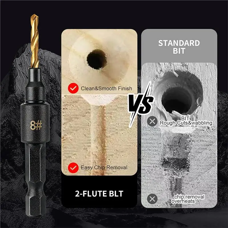 AT05-مجموعة لقمة مثقاب حوض مضادة 12 قطعة قابلة للتعديل للخشب-5/6/8/10/12 مقاسات، حفر دقيق، سهلة الفك