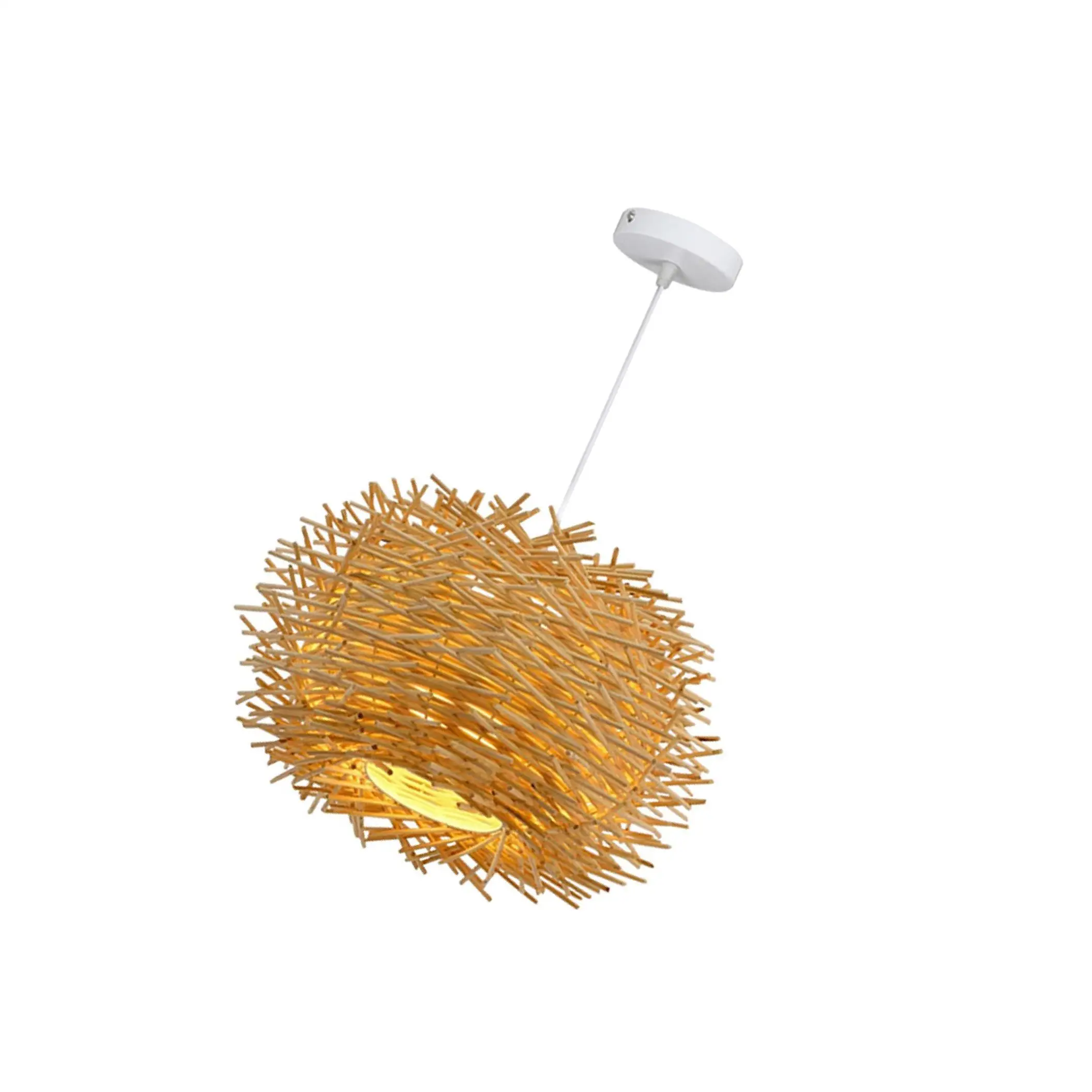 Weave Rattan Ceiling Pendant Light Fixtures Bird Nest Chandeliers