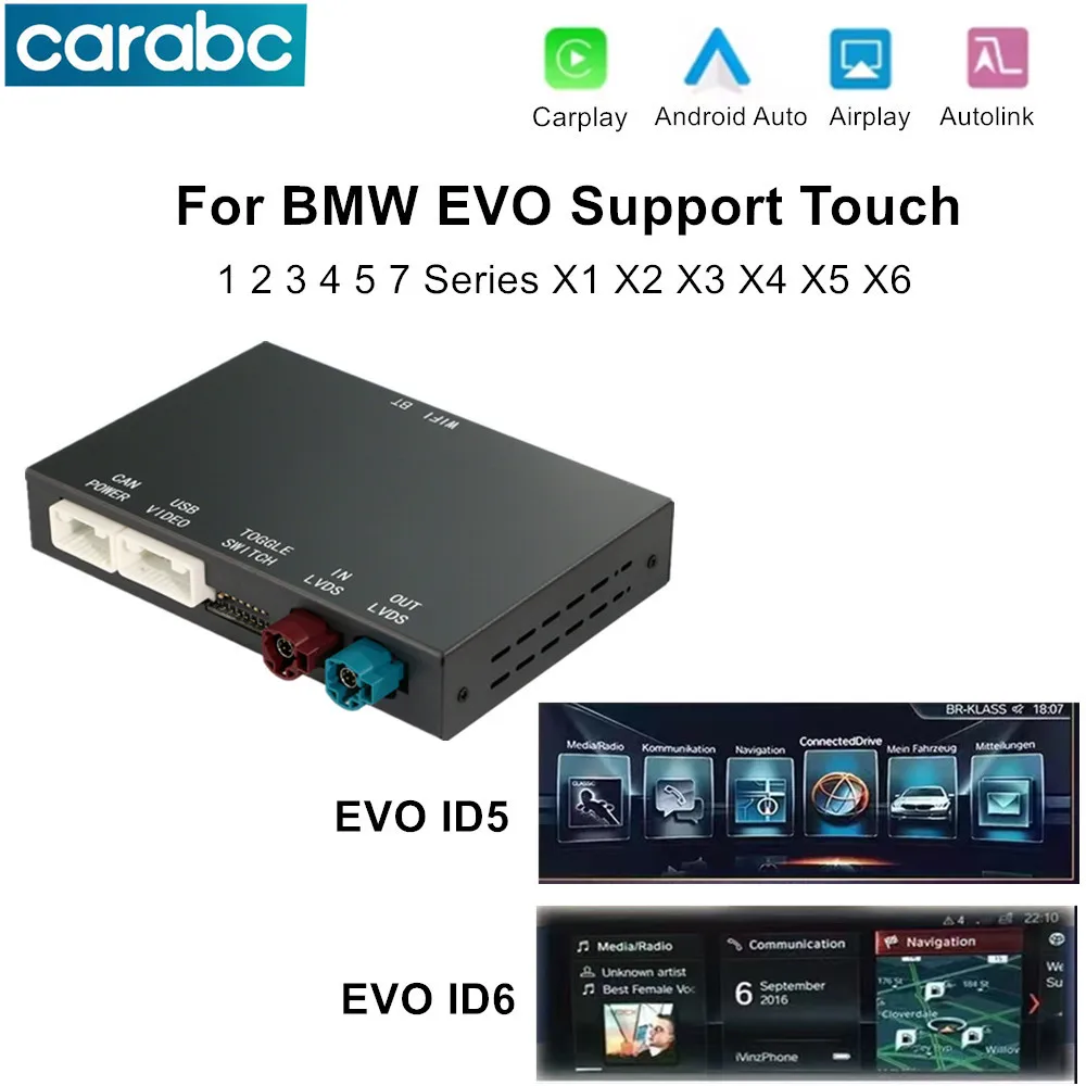 CARABC For BMW EVO X1 X2 X3 X4 X5 F15 F85 X6 F16 F86 G01Wireless CarPlay Android Auto Mirror Link AirPlay Carplay Support Touch