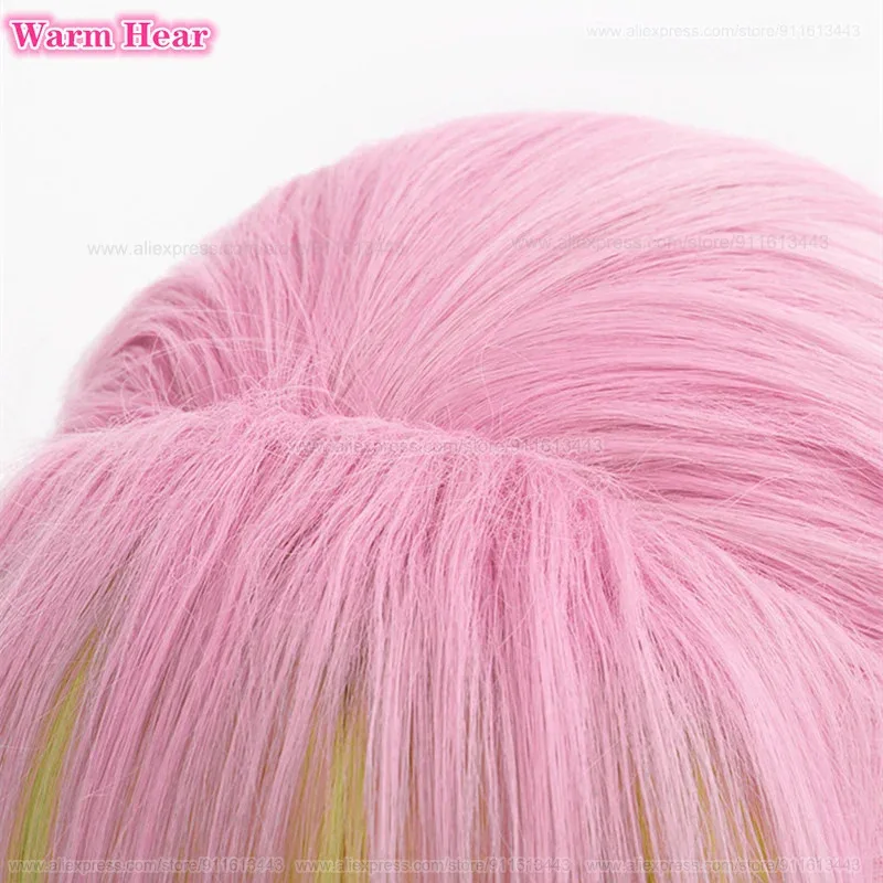 90cm Long Kanroji Mitsuri Cosplay Wig Green Pink Braids Cosplay Anime Wig Heat Resistant Hair Halloween Party Wigs + Wig Cap