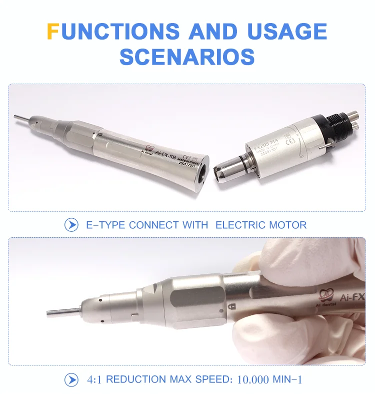 AI-EX-5B 4:1 Reduction Straight Dental Electric Handpiece For HP Burs (ø2.35) Max Speed: 10,000 Min-1 Spanish Dentist Popular