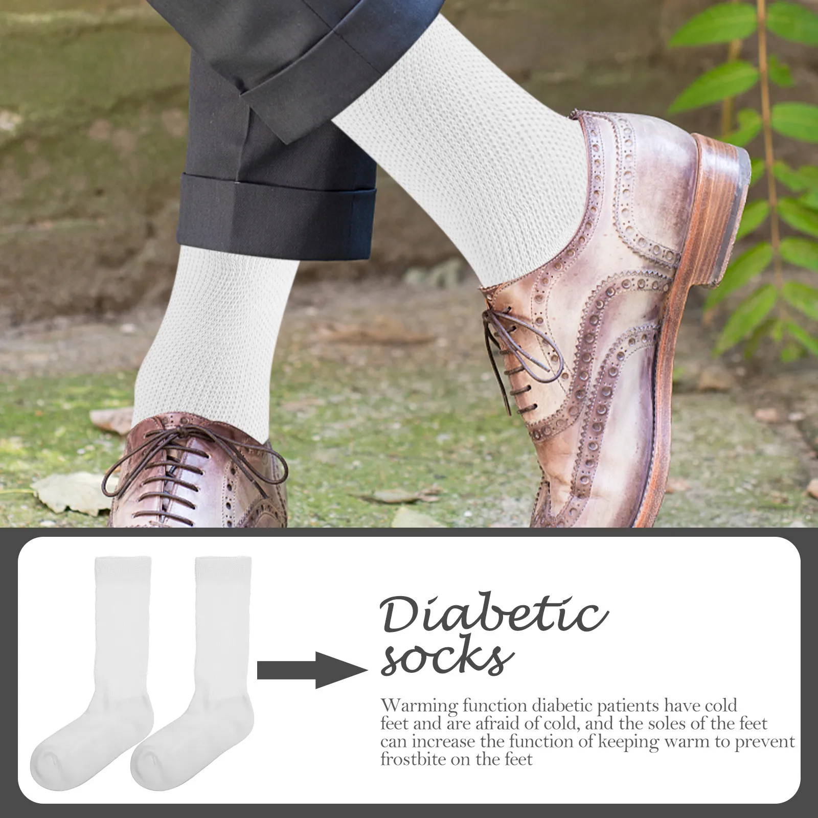 

4Pcs Men Diabetic Calf Socks Nonbinding Cotton Hospital Nursing Smooth Surface Safe for Men Hospital Socks Mens