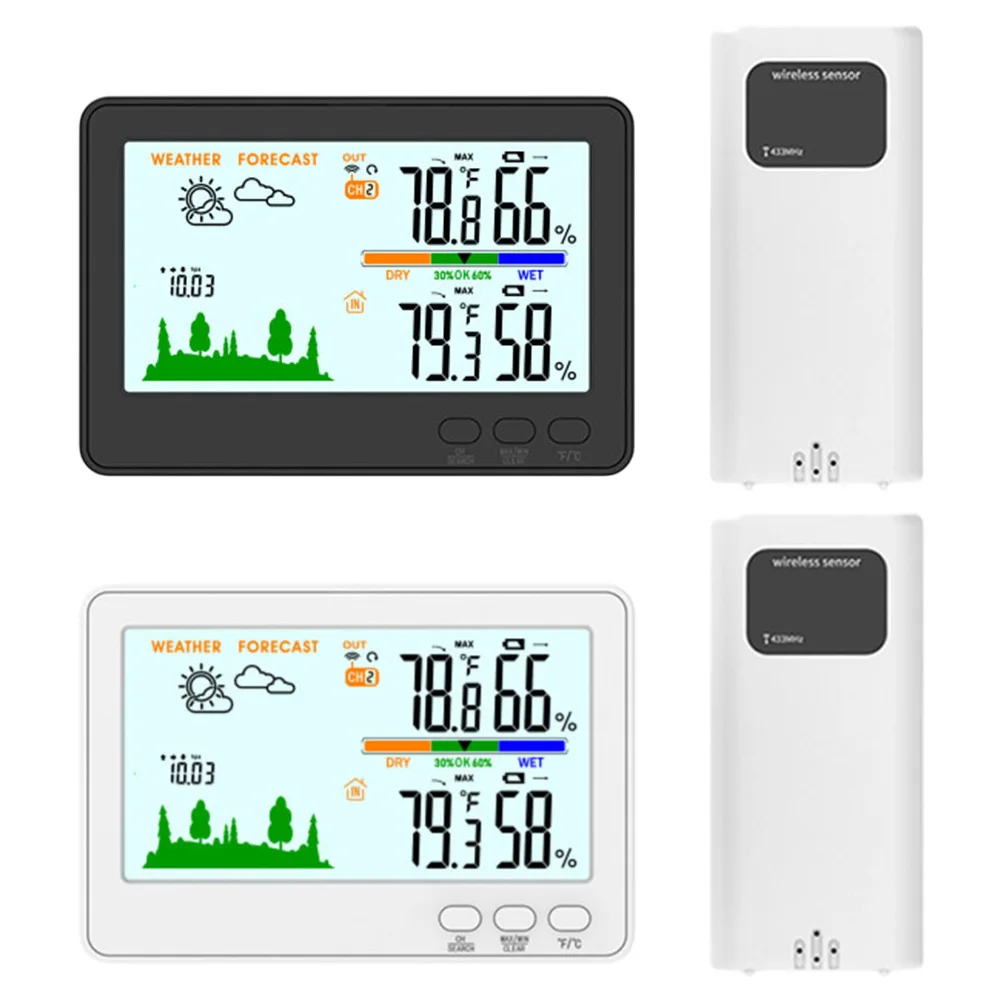 Weather Station with Wireless Indoor/Outdoor Thermometer and Hygrometer Featuring Memory Function and Low Power Reminder