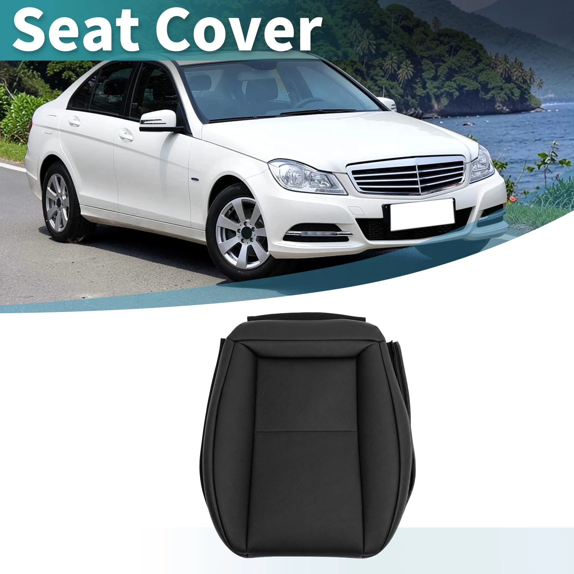 UXCELL Seat Cover Driver Bottom PU Leather Black For Mercedes Benz C-Class 2007-2015