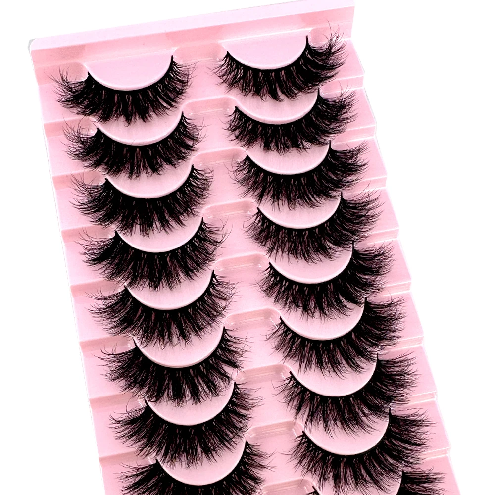 HBZGTLAD-Cílios Postiços Naturais, Cílios Falsos, Maquiagem Longa, 3D Mink Lashes Extension, Cílios para Beleza, Novo, 10 Pares