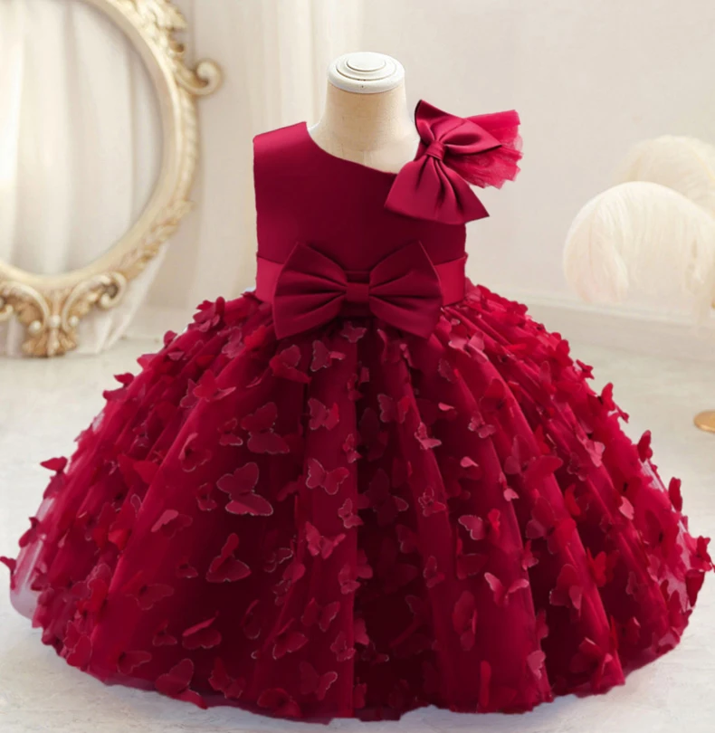 

Baby Girls 1st Birthday Baptism Dress Infant Wedding Party Princess Dresses Girl Christening Butterfly Tulle Evening KidsClothes