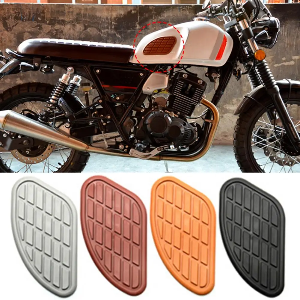 2Pcs Retro Motorcycle Cafe Racer Gas Fuel Tank Rubber Sticker Protector Knee Tank Pad Grip Decal For Honda