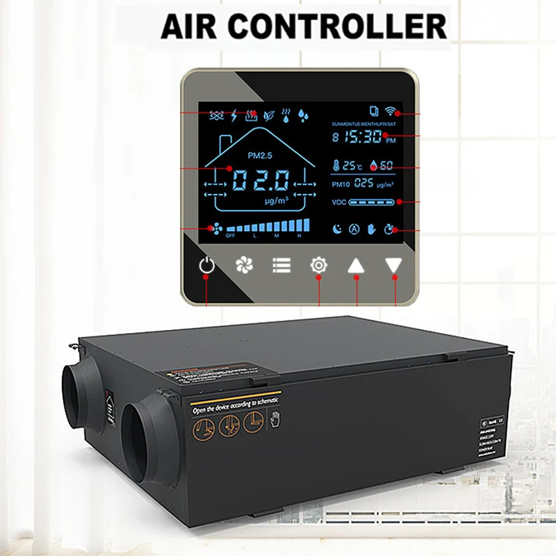 

Central Fresh Air Purifier System Indoor Fresh Air Full Heat Filter Exchanger Fresh Air System Controller Thermostat