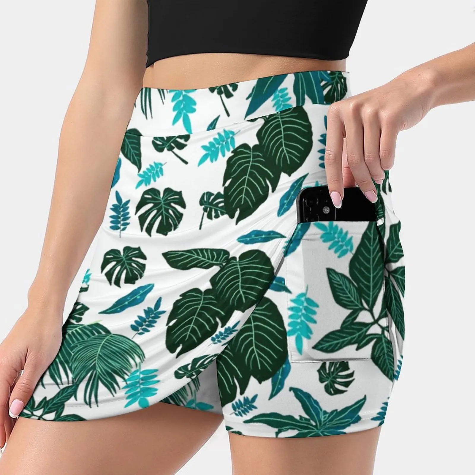 Tropical Byron Bay - Vibrant Greens S-4Xl Tennis Skirts Golf Fitness Athletic Shorts Skirt With Phone Pocket Vibrant Green