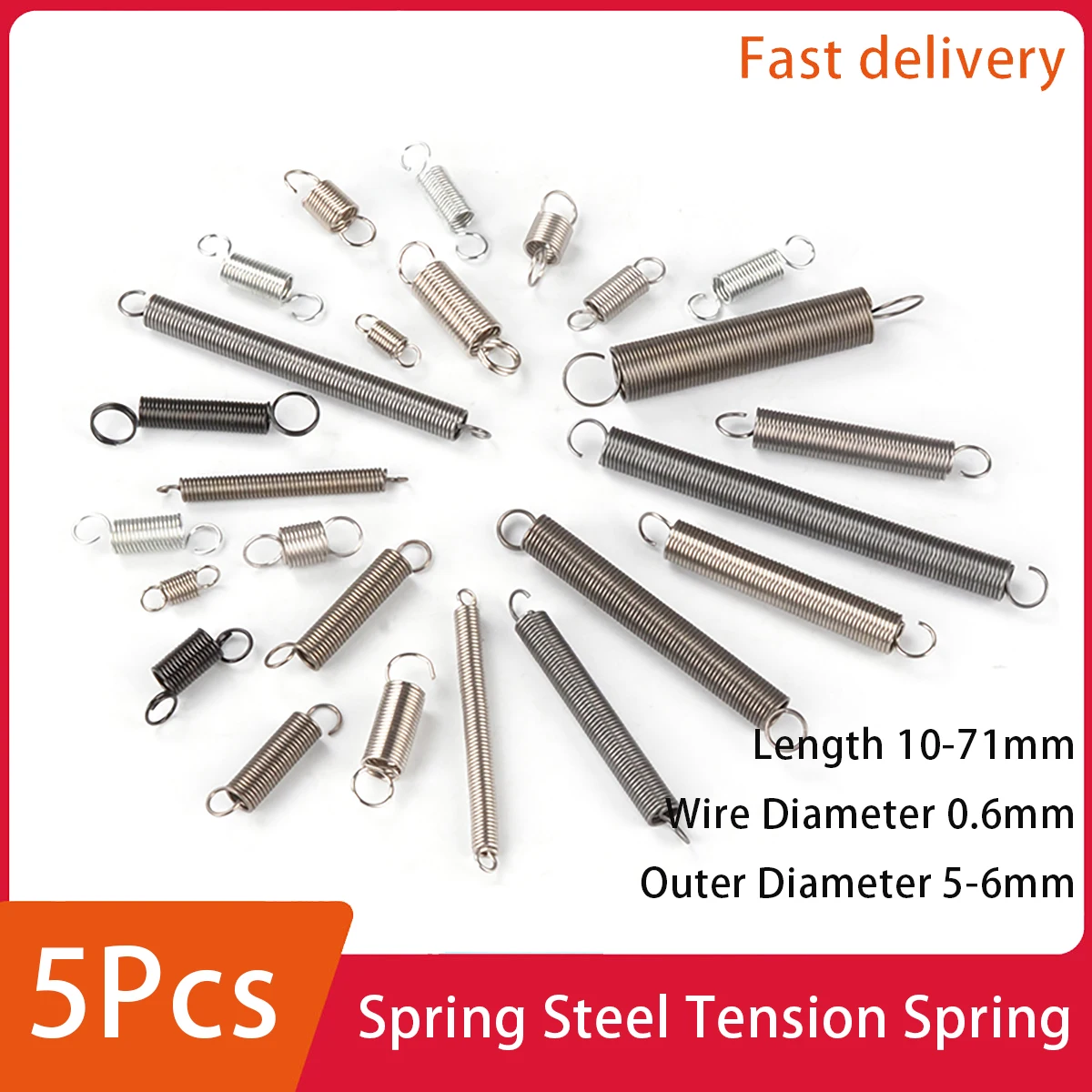 

Small Tension Spring Hook Stainless Steel Spring Steel Stretching Galvanize Nickelage Wire Diameter 0.6mm Outer Dia 5/6mm