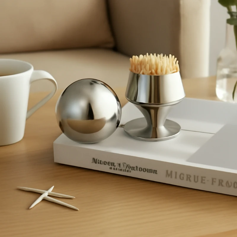 Stainless Steel Egg-Shaped Toothpick Holder Compact Desktop Organizer Creative Multi-Purpose Storage Box for Home Decor