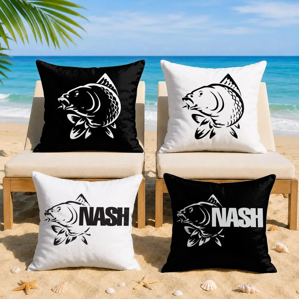 N-Nash Fishing logo Cushion Cover Soft Short Plush Double-Sided Printing Home Decor Machine Washable Pillow Case Gift