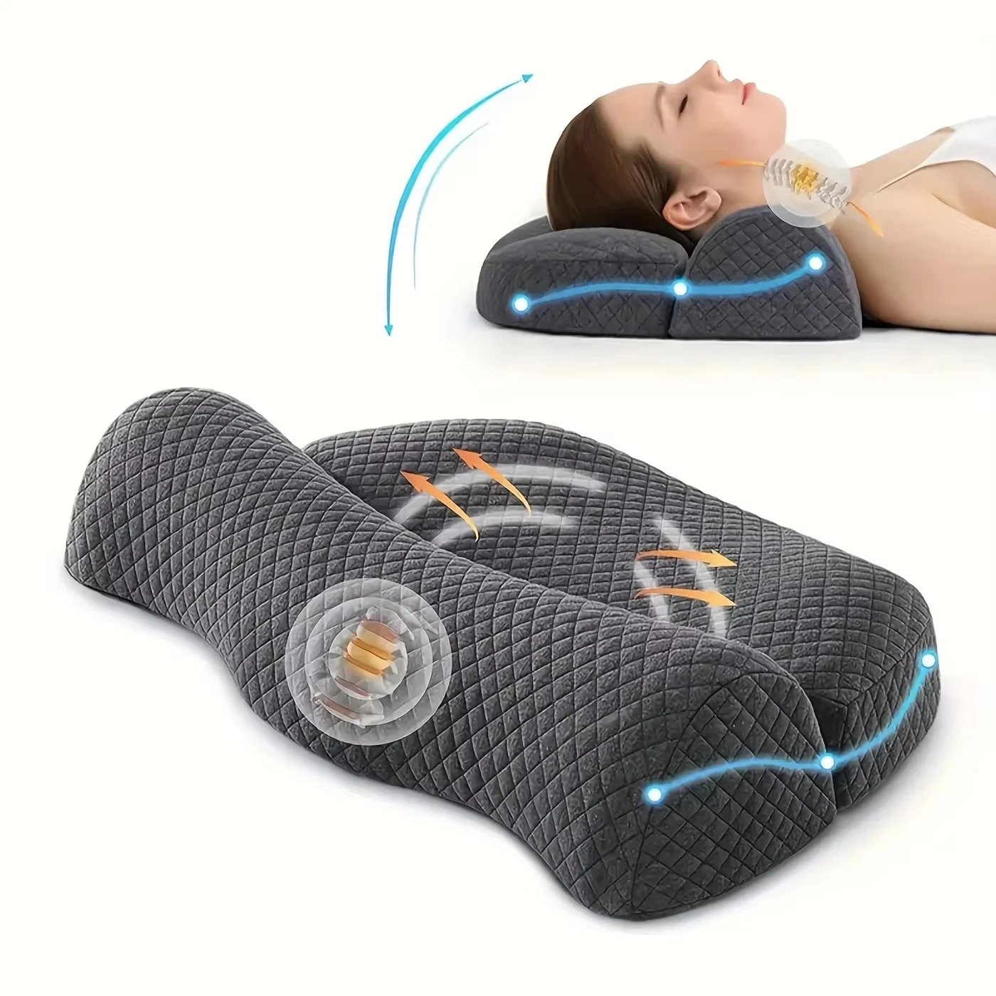 Cervical Pillow, Memory Foam Contour Pillow, Bed Pillows for Side Sleeper Ergonomic Orthopedic Sleeping Pillow