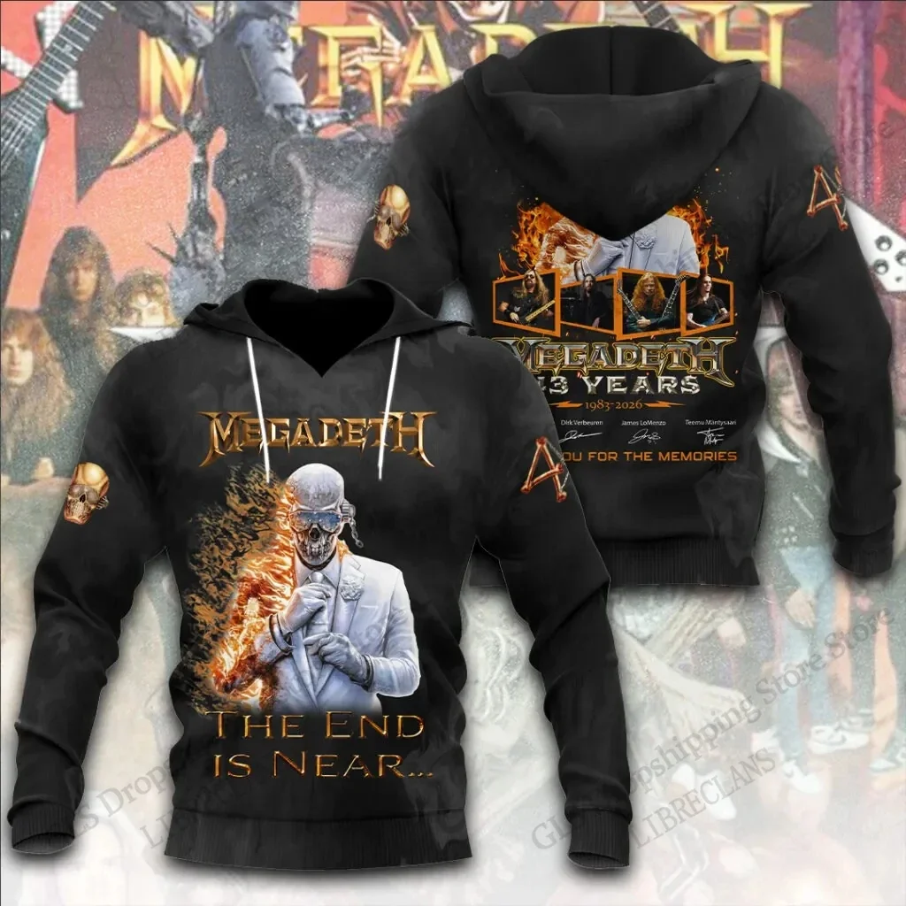 Unisex-Hoodie in hoher Qualität mit 3D-Design – im Retro-Stil der Rockband Megadeth – ein trendiges Sweatshirt für Herbst/Winter, ideal für Teenager. – Detail 11