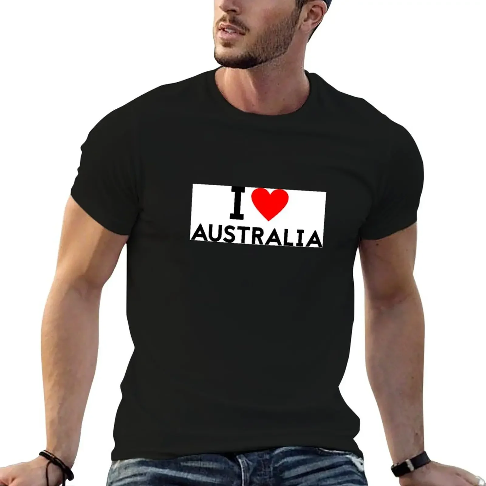 

i love Australia T-Shirt summer shirt summer top Short sleeve tee sports fans mens t shirts pack