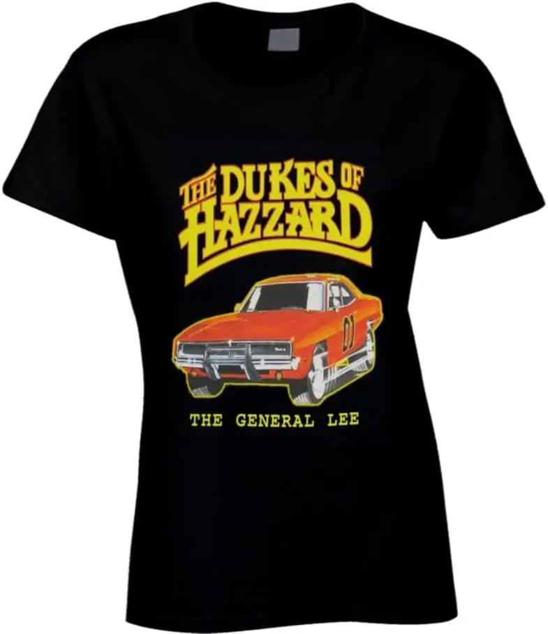 Dukes of Hazzard General Lee Car Ladies T Shirt