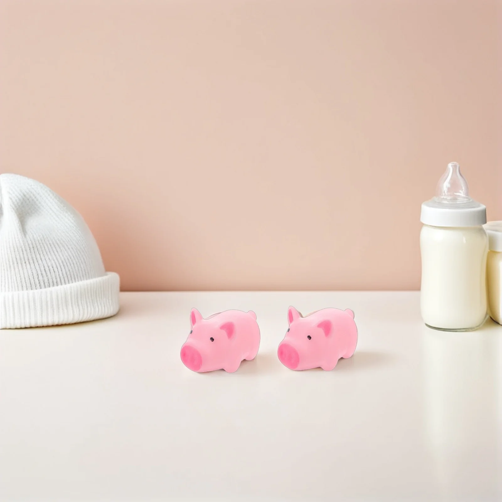 ของเล่นบีบมีเสียงร้องรูปหมูน้อย 40 ชิ้น สำหรับงานปาร์ตี้คริสต์มาสเด็ก ของเล่นน้ำบีบเล่นในอ่างอาบน้ำ สีชมพู