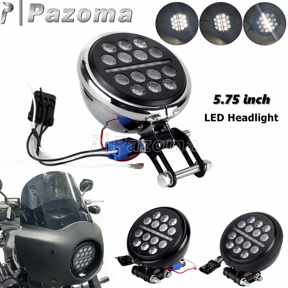 

12-30V Motorcycle Headlight LED 5.75" Waterproof DRL Headlamp Round Head Lights For Harley Softail Low Rider S FXLRS 2020-2022