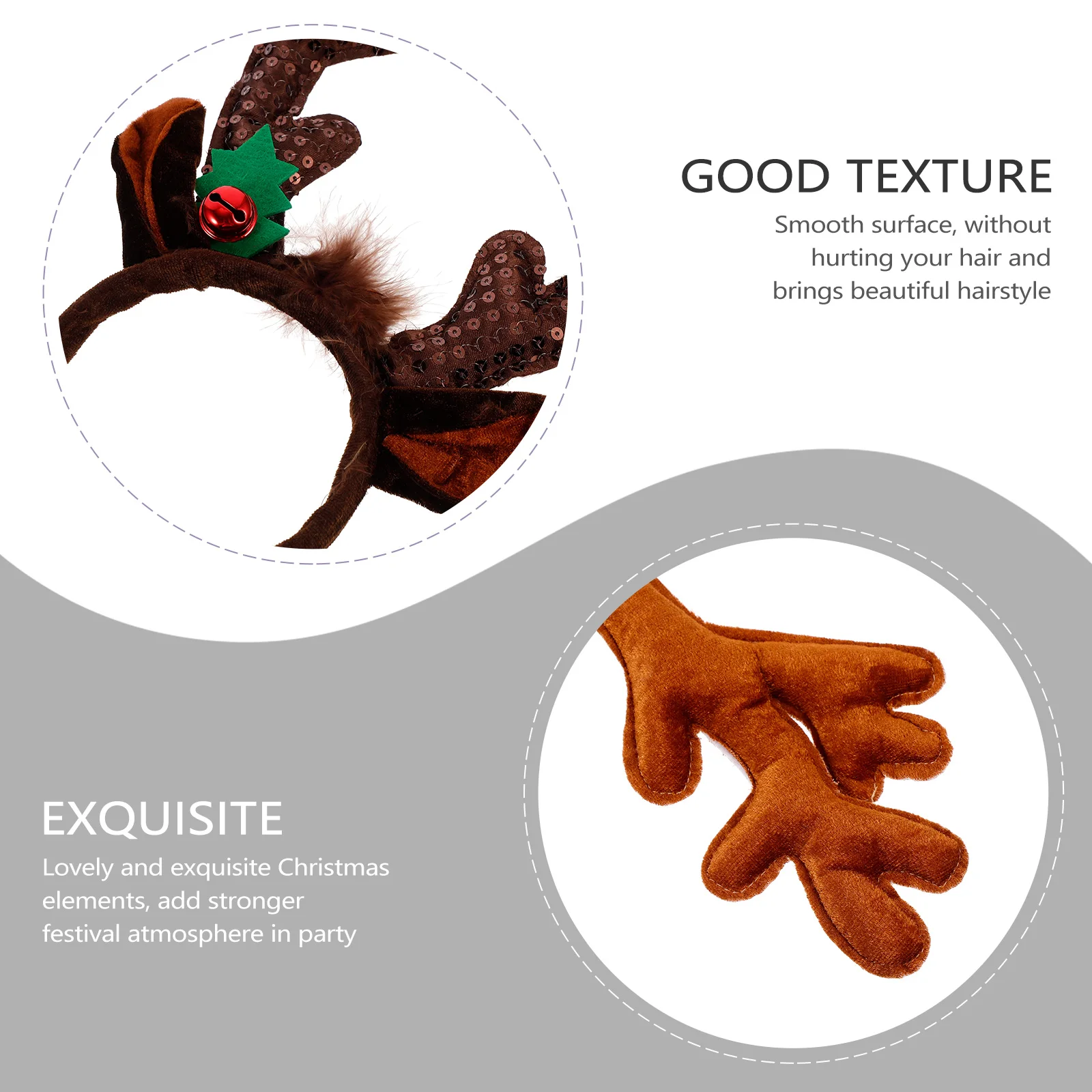 

3pcs Christmas Antlers Headband For Women Party Headpiece Holiday Hair Decor Gift Antlers Headdress Xmas Hairband