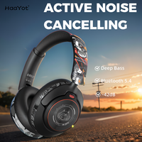 HaaYot Hand Painted ANC Wireless Headphones Over Ear Active Noise Cancelling Bluetooth 5.4 Headset Deep Bass with Microphones