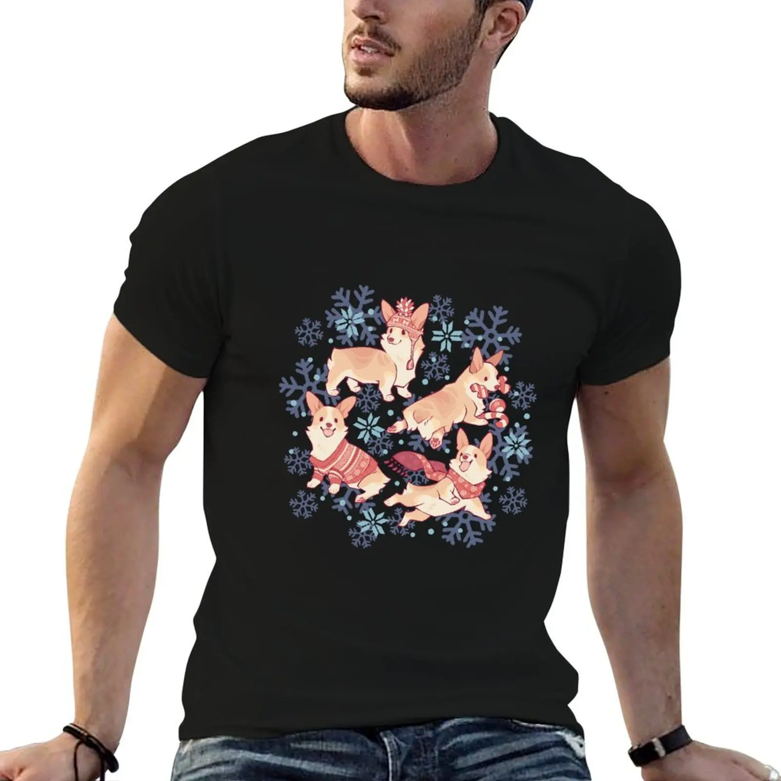 Winter corgis in cozy midnight T-Shirt t shirt man designer man tshirt t shirts designer T-shirt