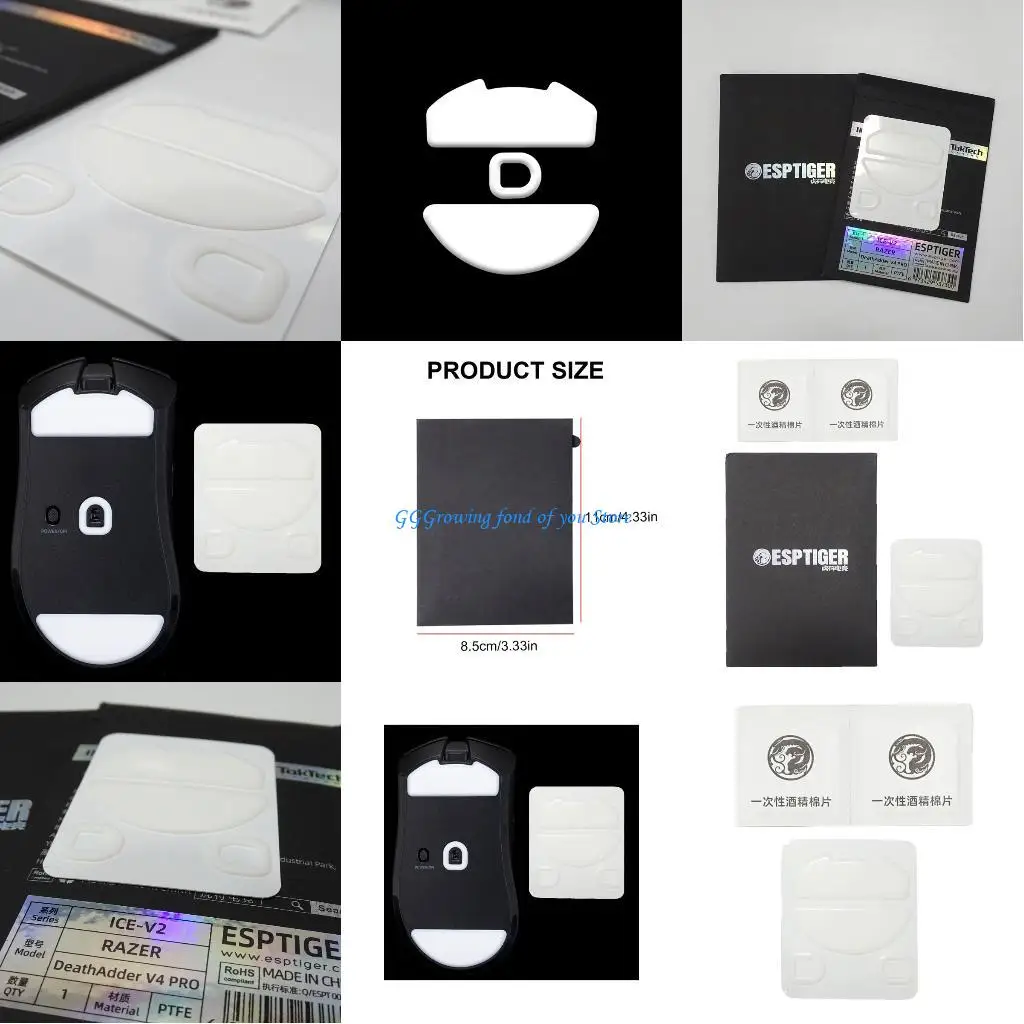 

H9EB Esports Game Mouse Skates Thicked ICE Version Mouse Feet And Arcuate Edges For DeathAdder V4Pro Smooth Gliding