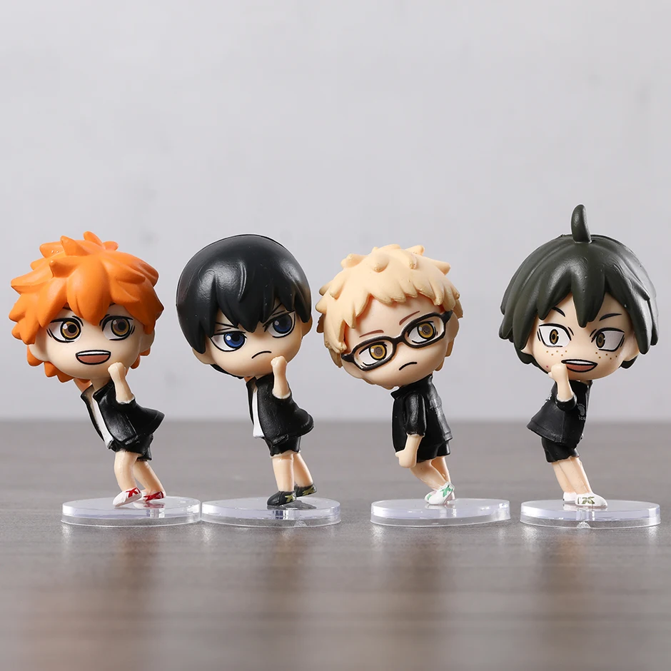 4pcs/set Hinata Shoyo Tobio Kageyama Kei Tsukishima Tadashi Yamaguchi Capsule PVC Figures Toys Car Room Decoration Dolls