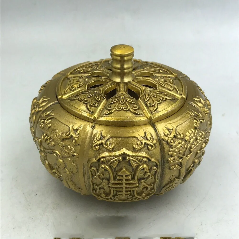 

Pure Copper Pumpkin Incense Burner Antique Copper Creative Ornaments