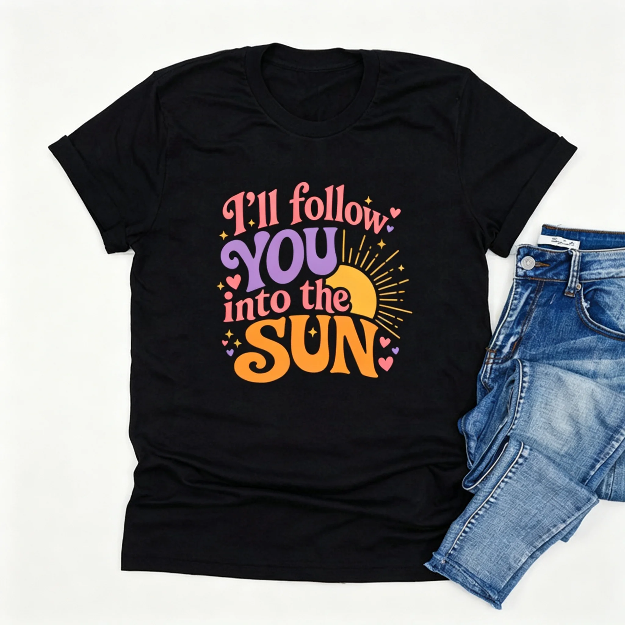 I'll Follow You Into The Sun Tee K-Pop Concert Shirt Unisex Short Sleeve Graphic T Shirts Kpop Tour T-Shirt KPop Fan Gift