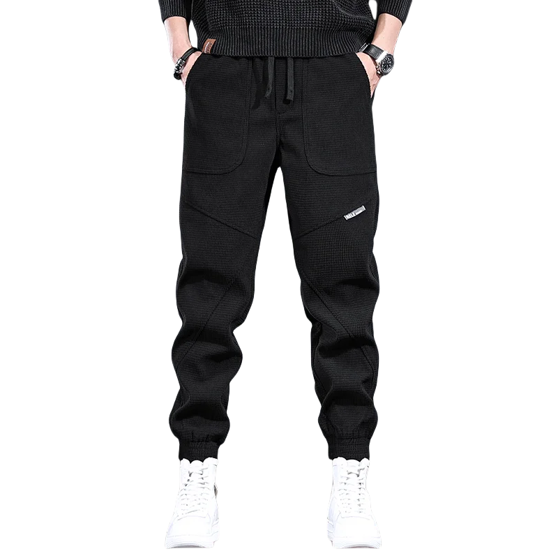 Trendy Men's Fce Lined Loose Fit Casual Sports Pants Autumn Winter Low Waist Long Trousers Youth ular Sle Cuffed Ankles